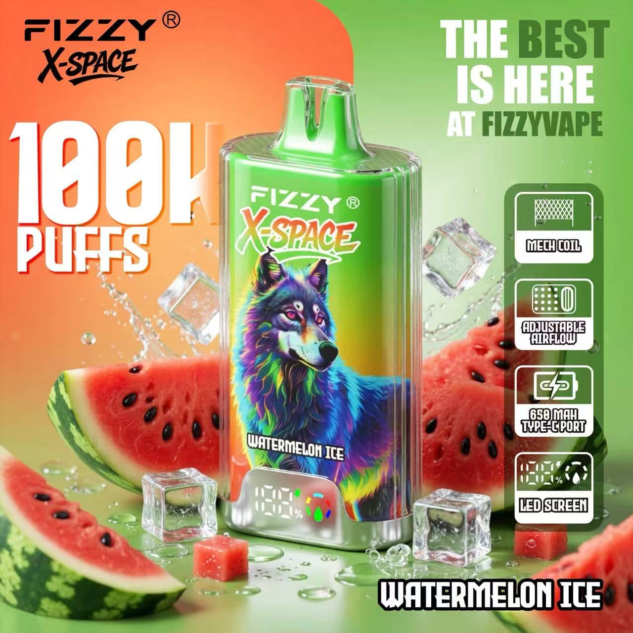 FIZZY X-SPACE WATERMELON ICE 100k puff x-space - Image 1