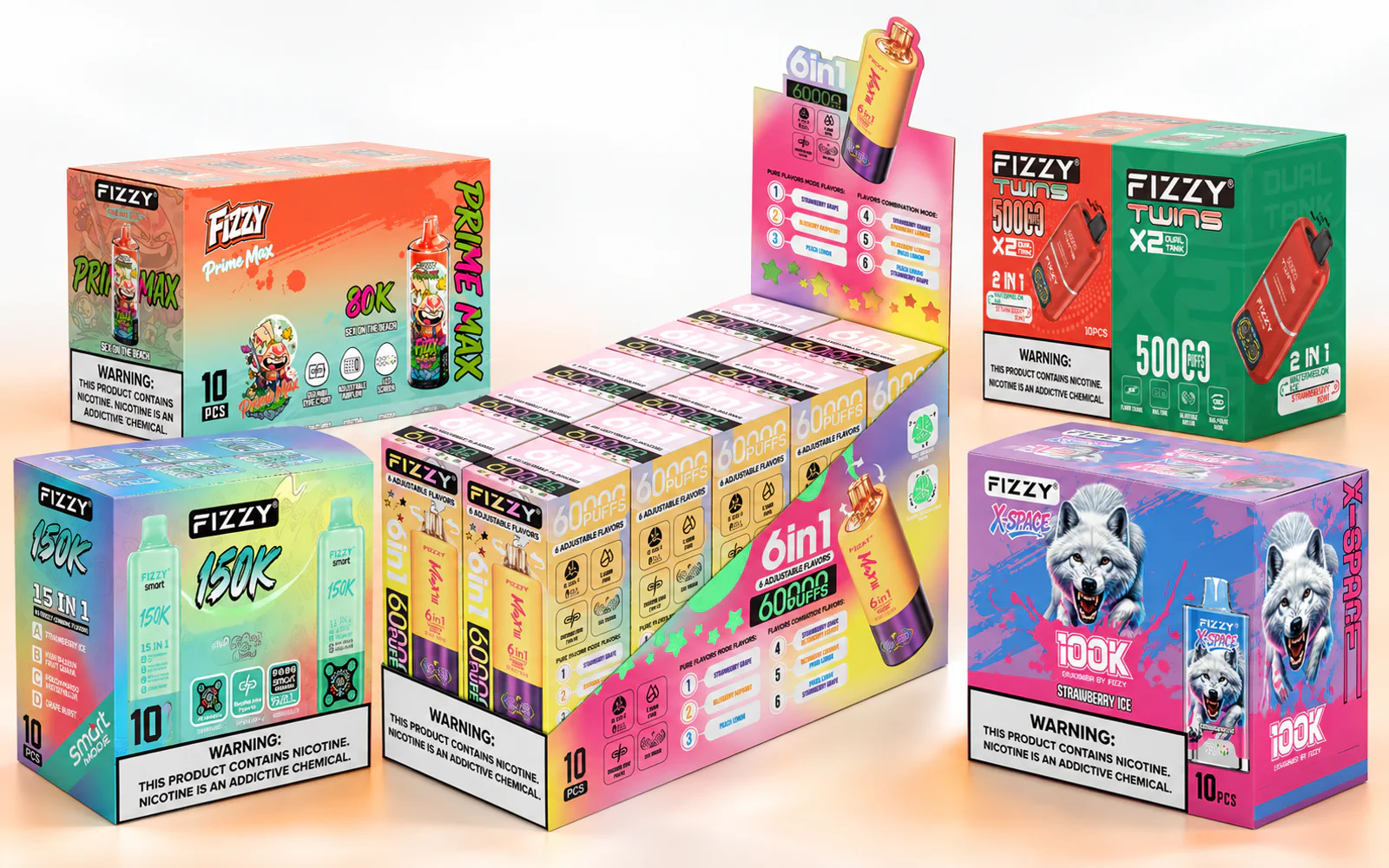 FIZZY disposable vape 10 pieces per box wholesale packaging for retailers