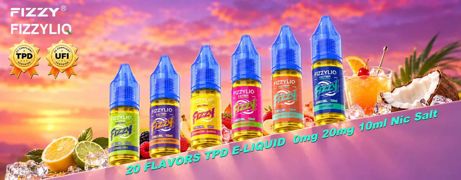 FIZZYLIQ 10ML nicotine salt e-liquid 20-flavor range